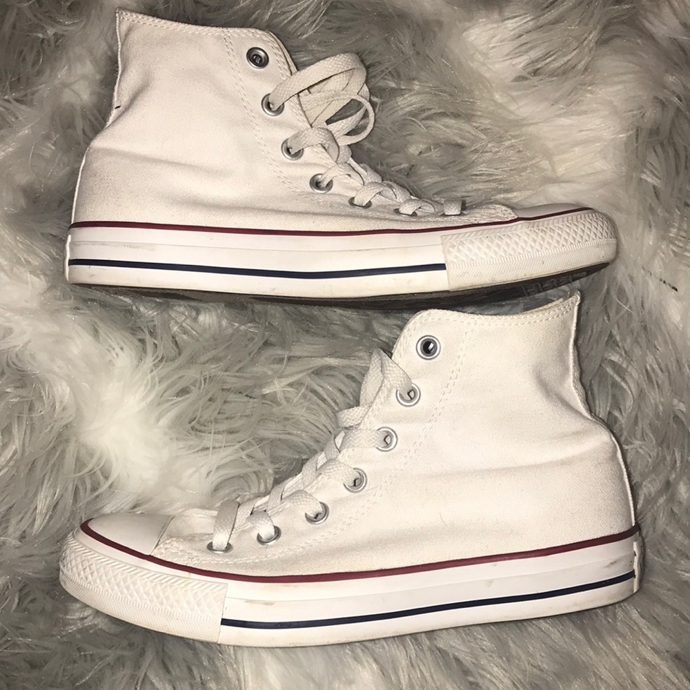 Barely worn white converse high tops.
